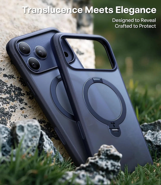 Torras transluzente Hülle vereint Eleganz und Schutz mit integriertem MagSafe-Ring und Ständer.
