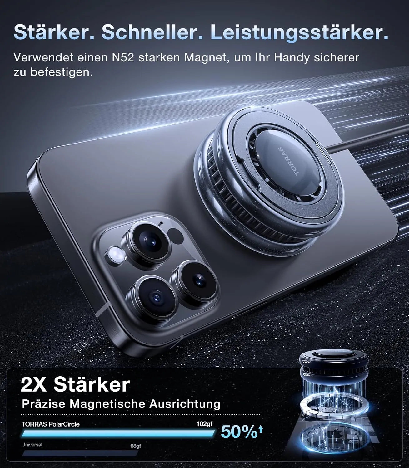 Torras PolarCircle Magnet-Charger mit N52-Magnet haftet 2x stärker am iPhone