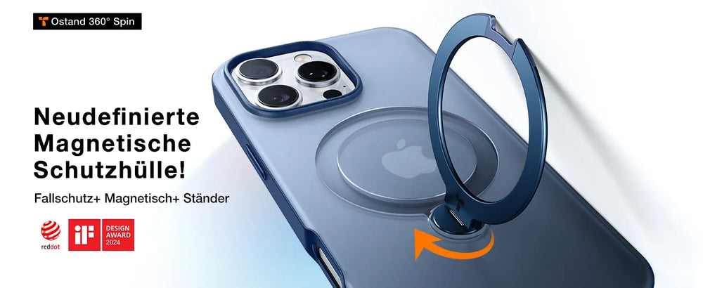 Torras Ostand 360° Spin magnetische Schutzhülle mit 360°-Ständer bietet Fallschutz und MagSafe