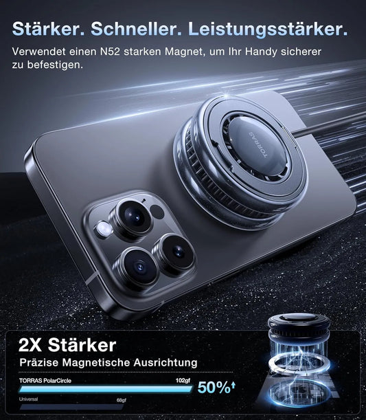 Torras PolarCircle Magnetladegerät am Handy: 2X stärkere Magnetkraft und präzise Ausrichtung